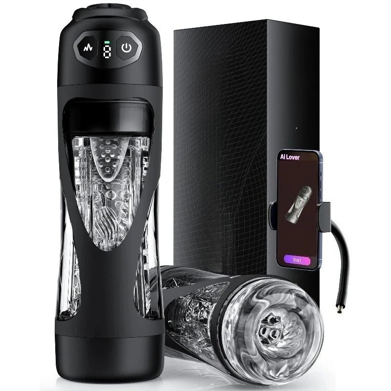 2026 Automatic Licking Sucking Male Masturbator AI Sync Male Stroker Penis Pump Blowjob Adult Toy Pocket Pussy with Phone Holder