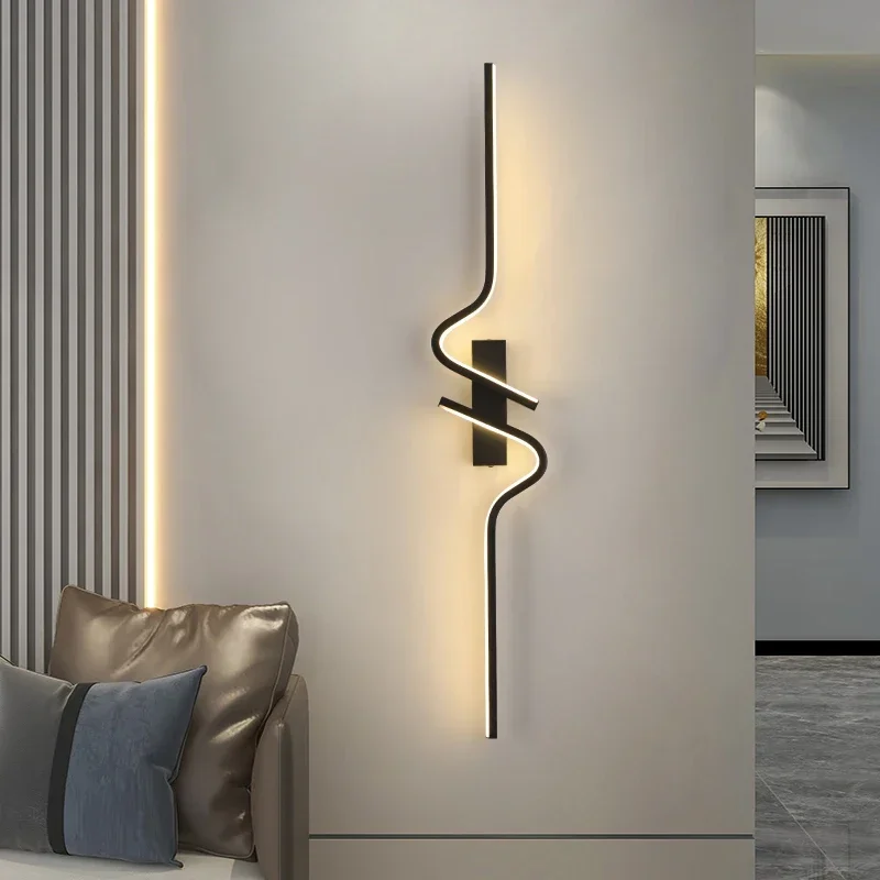 Modern Minimalist Creative Strip Led Wall Lamp Bedroom Bedside Wall Sconce for Living Room TV Sofa Background Wall Lamp