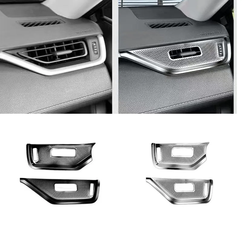 LHD RHD لتويوتا RAV4 RAV 4 2019-2021 2022 2023 2024 الفولاذ المقاوم للصدأ تكييف الهواء تنفيس الغبار حامي المخرج غطاء الكسوة