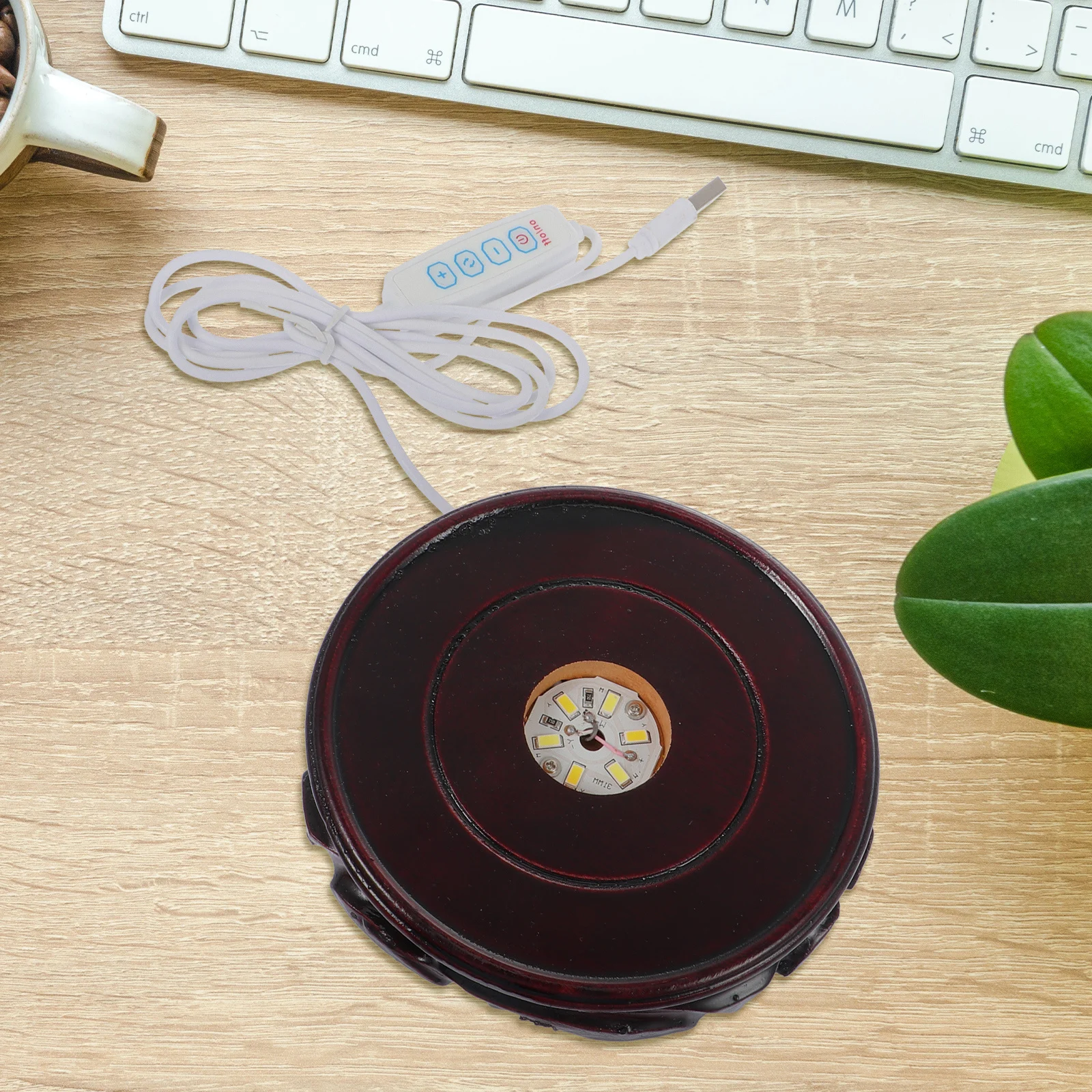 

1Pcs LED Glowing Base Wooden Luminous Crystal Ball Stand Aromatherapy Holder USB Powered Lighting Base for Display Decor