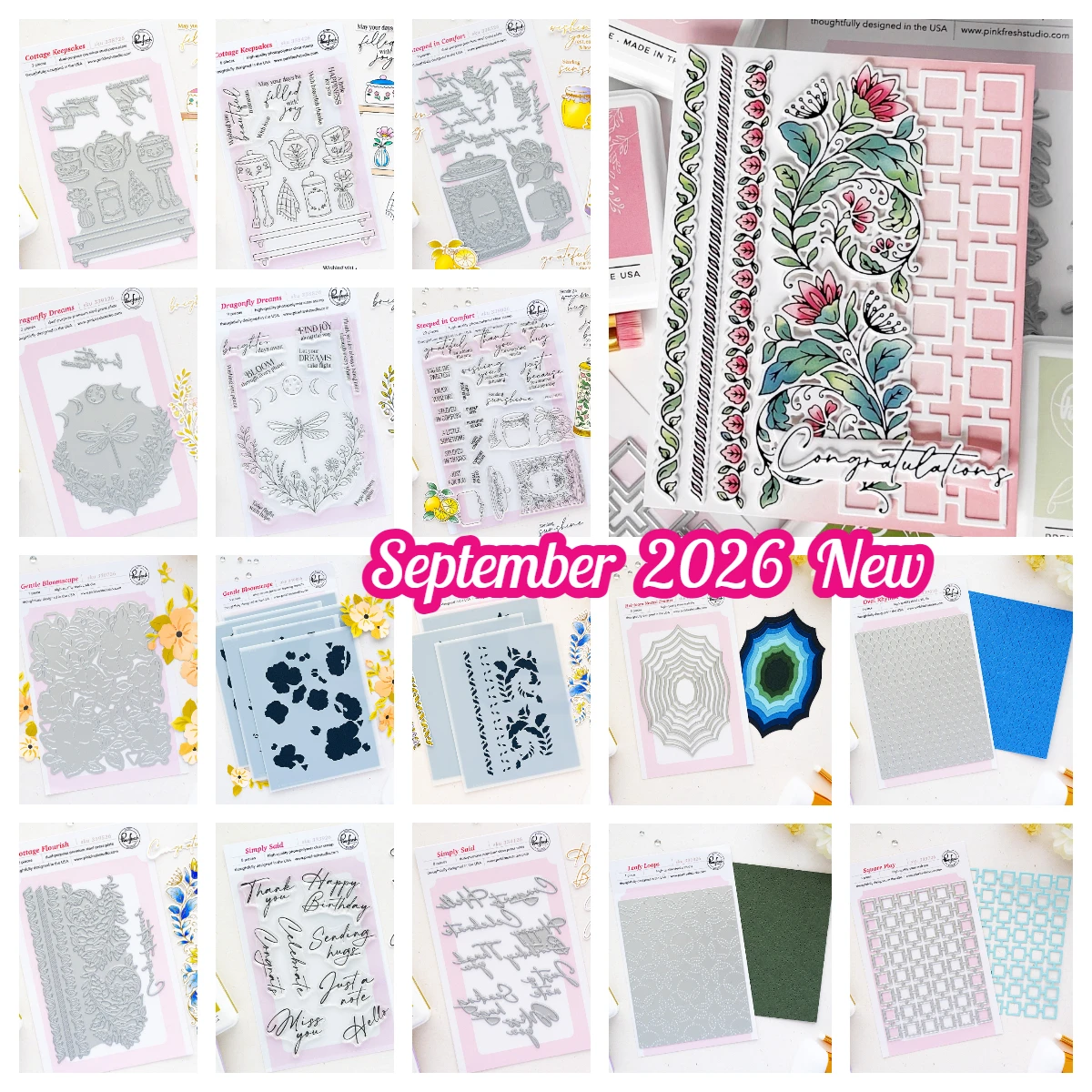 September 2026 Pink Fresh Dragonfly Dreams Gentle Bloomscape Metall-Stanzformen Stempel für DIY Scrapbook Papierhandwerk Weihnachten