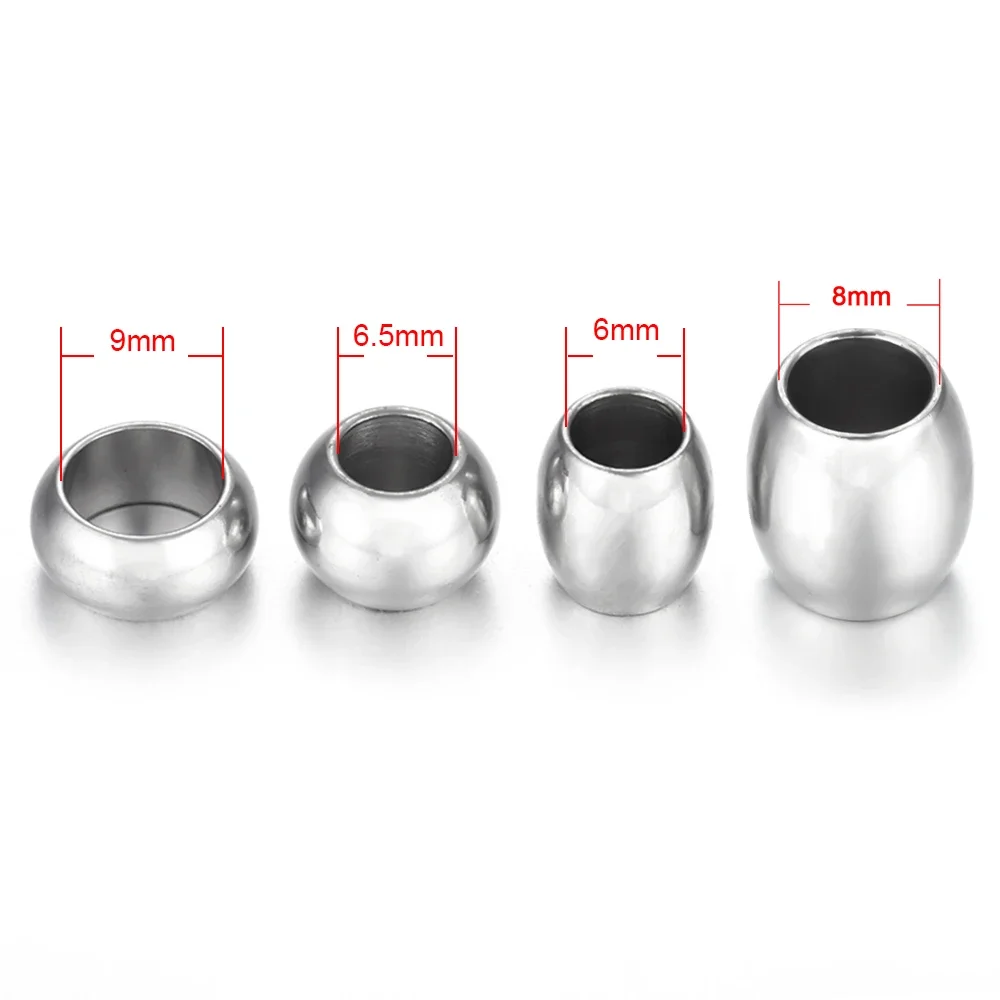 10Pieces Stainless Steel Spacer Position Beads Large Hole Slider Charms Leather Bracelet Jewelry Making DIY Accessories Findings image 2