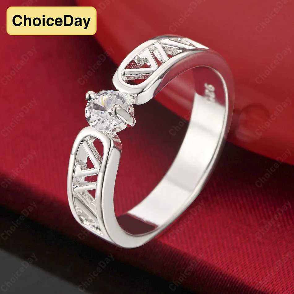 

ChoiceDay Elegant 925 Sterling Silver 7-10 Exquisite Hollow Zircon Ring Women's Party Jewelry Accessories Gift Temperament