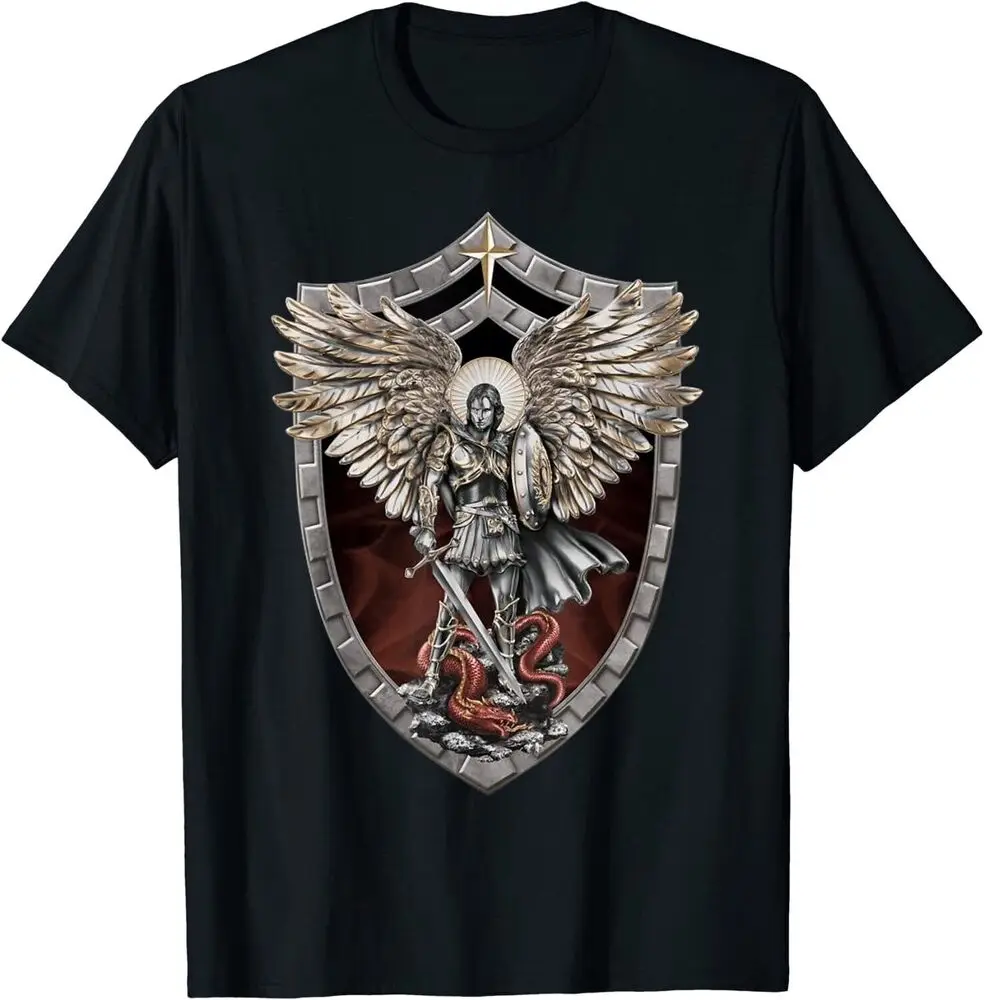 NEW LIMITED Saint Michael The Archangel Prayer Catholic Funny T-Shirt Anime Pattern Y2K Summer Brand