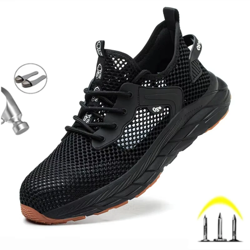 

Fashion 2025 New Summer Breathable Safety Work Shoes Sneakers Comfortable Steel Toe Anti Puncture Indestructible Men Boots