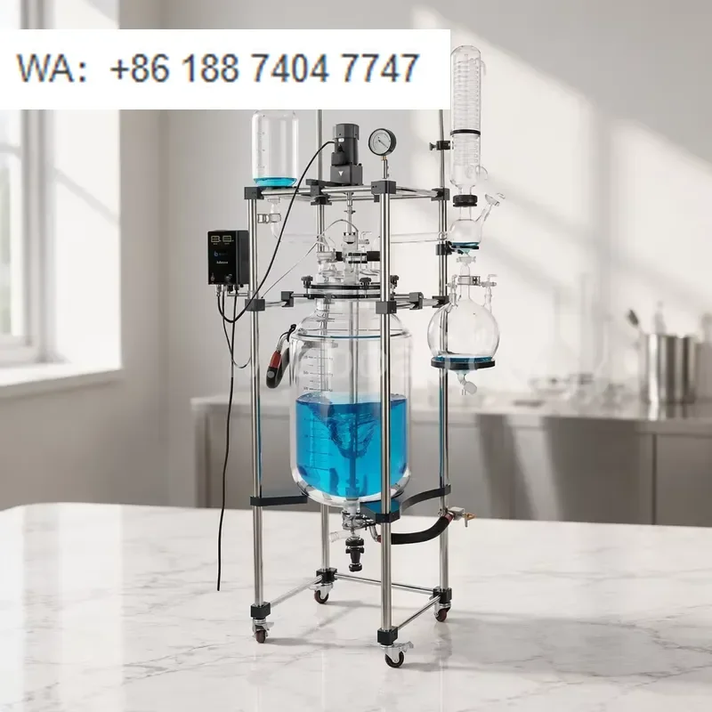 for LABOAO 150L Double Wall Glass Reaction Vessel Chemical Reactor with Full PTFE Sealing and Low Noise Stirring Motor High