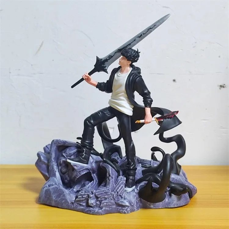 20cm Solo Leveling Anime Figures Cheng Xiaoyu Sung Jin Woo Battle Scene Action Figures Collection Ornaments Model Doll Gift Toys