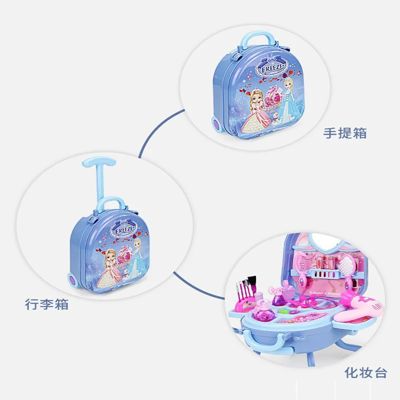 Girl Makeup Toys Cosmetics Playing Box Kids Makeup Dressing Table Girl Toy Play Set Lipstick Suitcase Safety Toys Kit For Kids