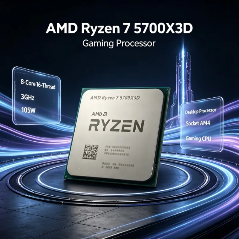 Ryzen 7 5700X3D AMD AM4 Desktop Computer Processor 8-Core 16-Thread 3.0GHz Up to 4.1GHz 105W DDR4