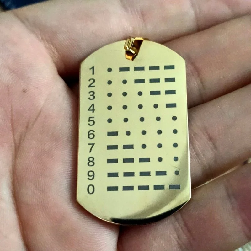 1pcs Morse Code Morse Code Table CW Training Coin Morse Telegraph Trainer Keychain Dog Tag Pendant