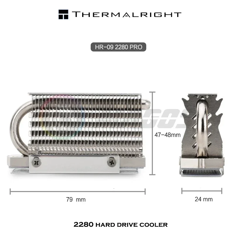 Thermalright 2280 Hard Drive Cooler M.2 Heatsink Radiator HR-09 2280 PRO Vest Thermal Conductivity 14.8W/MK