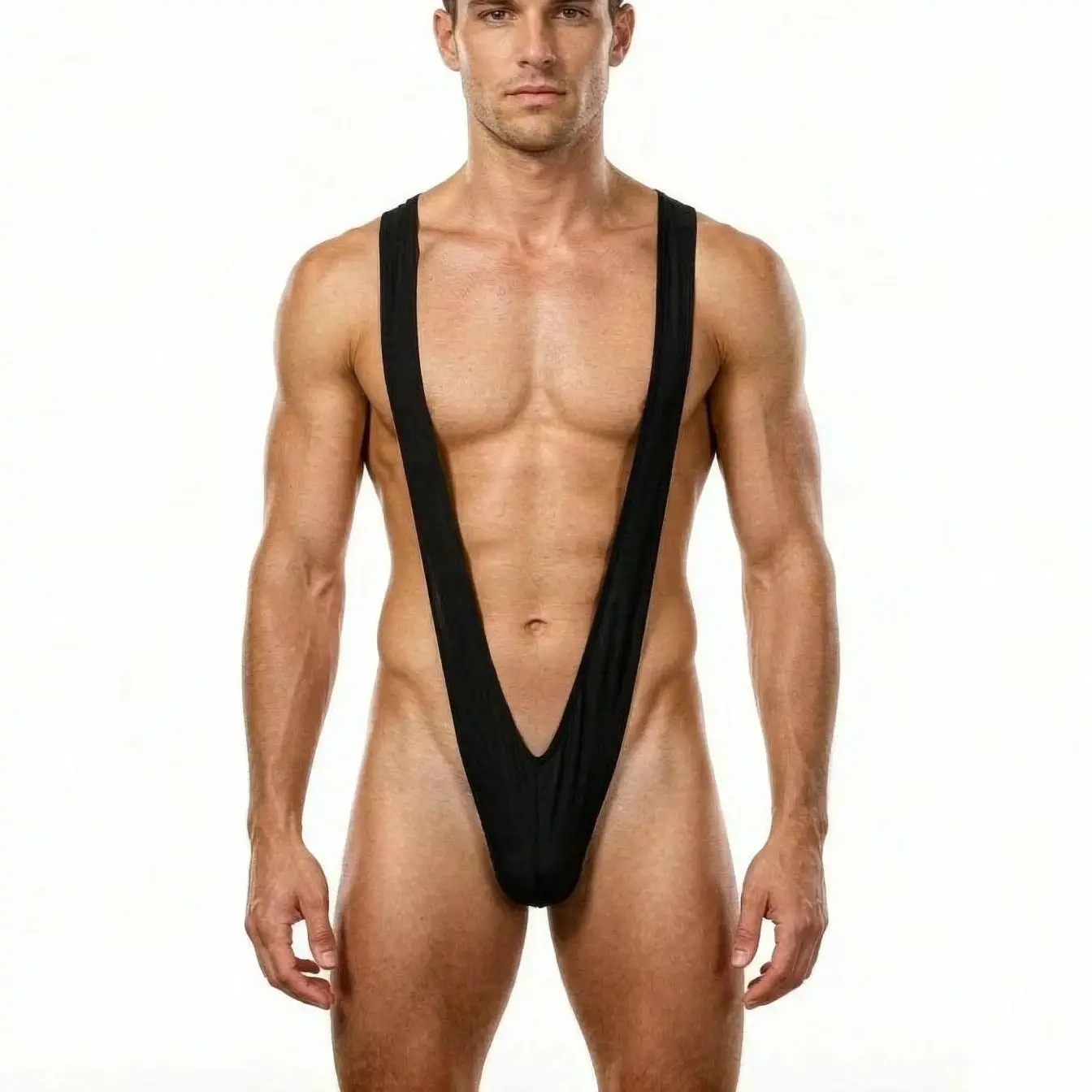 Mens Thong Mankini One-Piece V Sling Stretch Singlet Bodysuit Deep V-shaped Jumpsuit Leopard-Print Exotic Lingerie