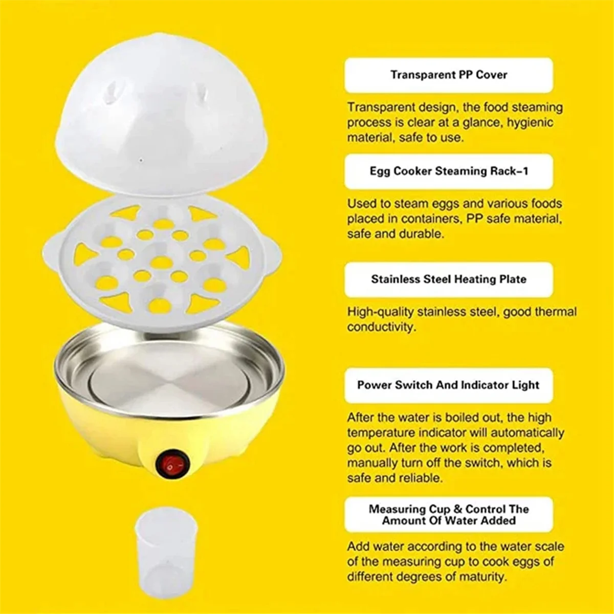 

Rapid Egg Cooker: 7 Egg Capacity Electric Egg Cooker for Hard Boiled Eggs, Poached Eggs, Scrambled Eggs Pink EU Plug