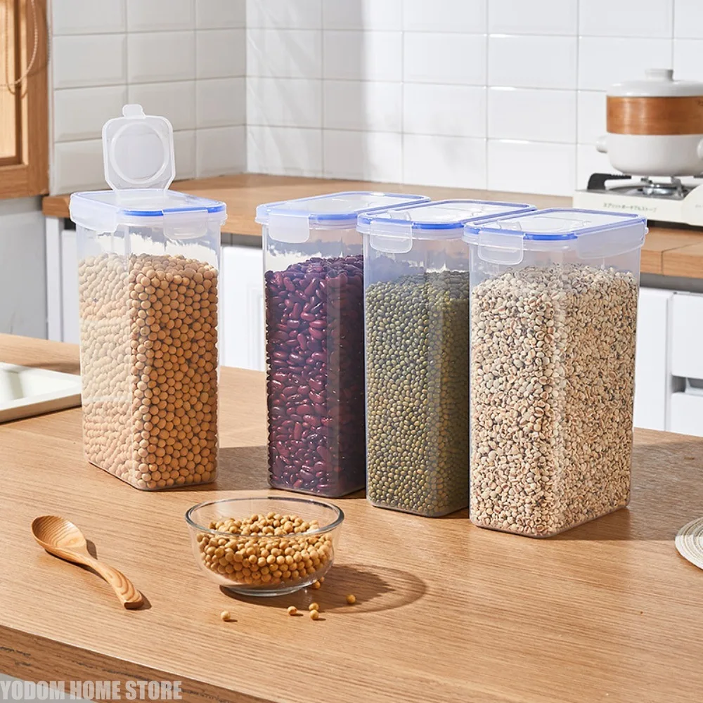 Kitchen Sealed Jar, Grain Storage Box Household Grain Flour Insect-proof Moisture-proof Plastic Storage Jar Fresh-keeping Box