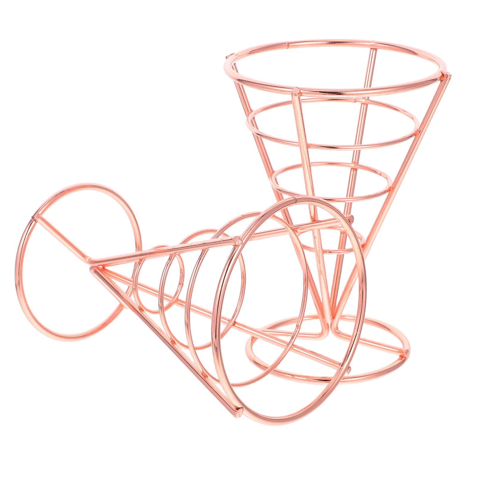 

2pcs French Fries Basket Stainless Steel Snack Stand Rose Gold Color Non Deform For Restaurant Home Cafe