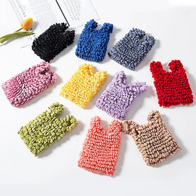 Magic Stretch Bubble Shopping Bag Chiffon Wrinkle Handbag Large Capacity Shape Memory Portable Pouch Multicolor for Storage