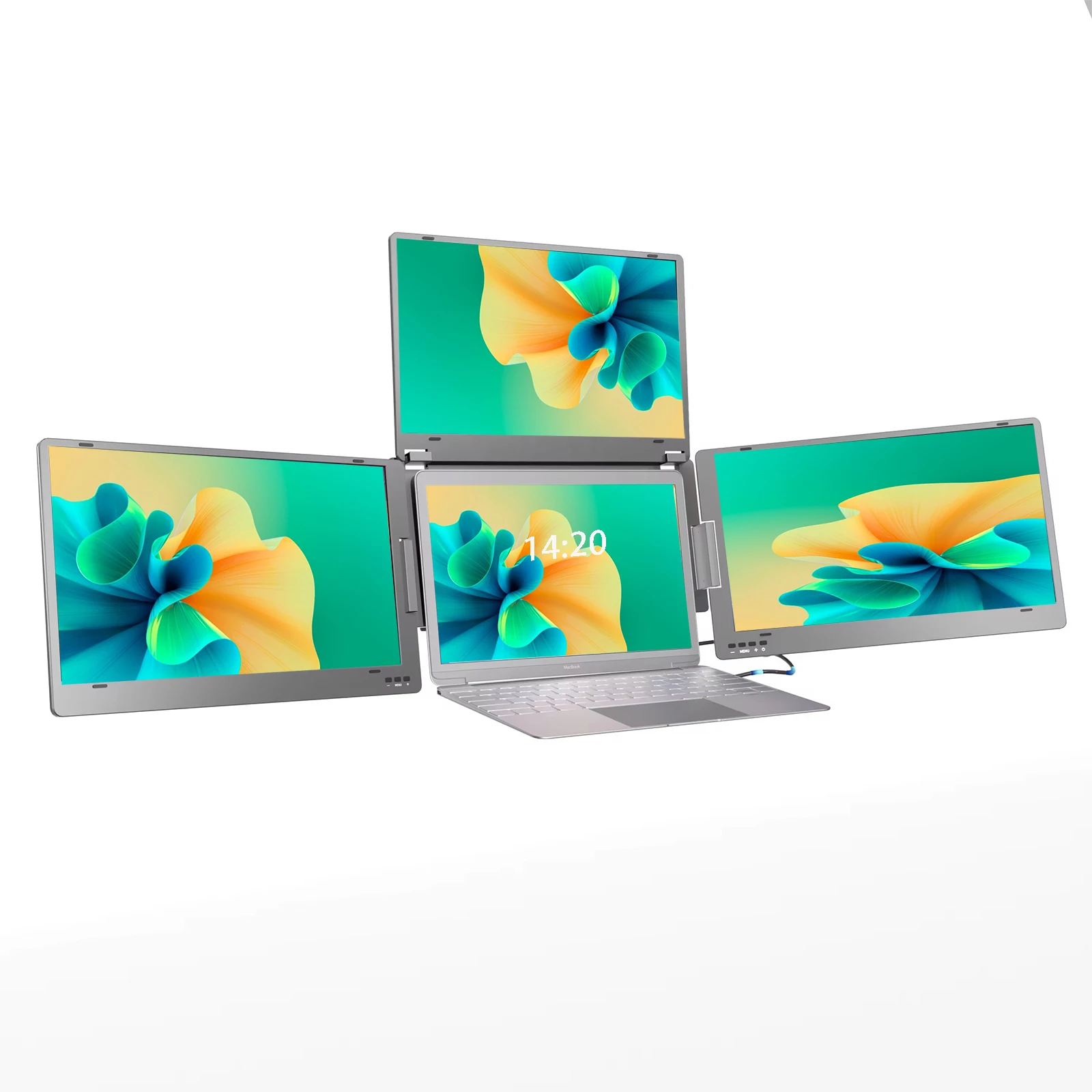 14-inch Portable Monitor for Laptops,Multitasking with Four Screens for Perfect for Editing, Watching Videos