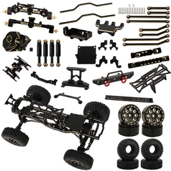 Brass Gearbox Wheel Rims Drive Shaft Skid Plate Chassis Linkage Rod Servo Alloy Bumper For 1/24 Axial SCX24 90081 Frame Upgrade