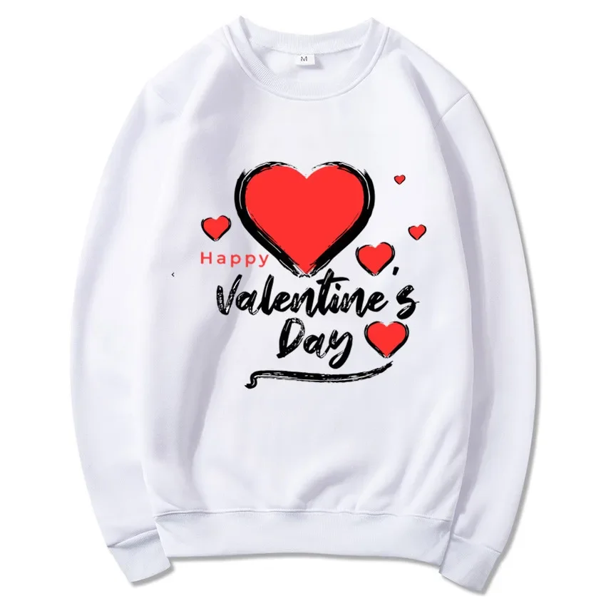 Nuovo San Valentino Amore Fiore Lettera Stampa Girocollo Felpa con cappuccio Felpe Estetica Streetwear Felpa da donna Abbigliamento donna