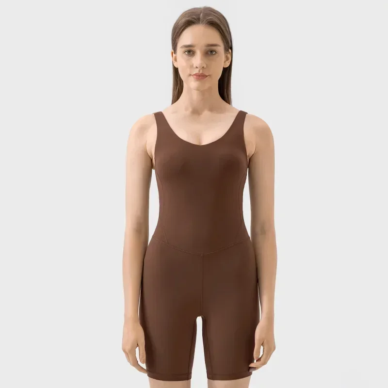 Nieuwe Yoga Bodysuit Met Nude-Gevoel En Elastische Stof Aan Vier Zijden Voor Gymtraining, Gebouwd In Een Sportvormende Bodysuit Op De Borst