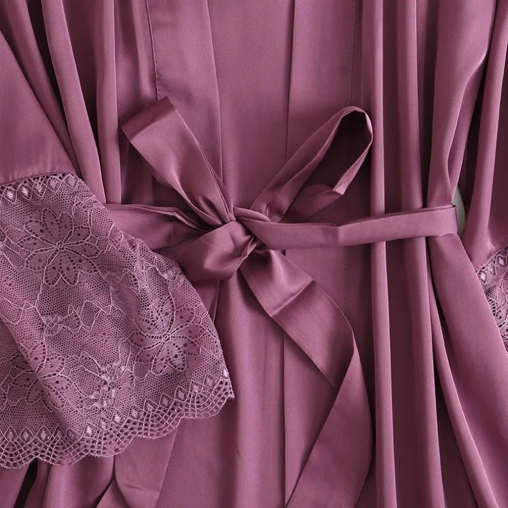 حار الأبيض المرأة الحرير الدانتيل الجلباب الزفاف وصيفه الشرف العروس ثوب كيمونو الصلبة رداء النوم ثوب النوم وصيفه الشرف الجلباب حجم M-XL