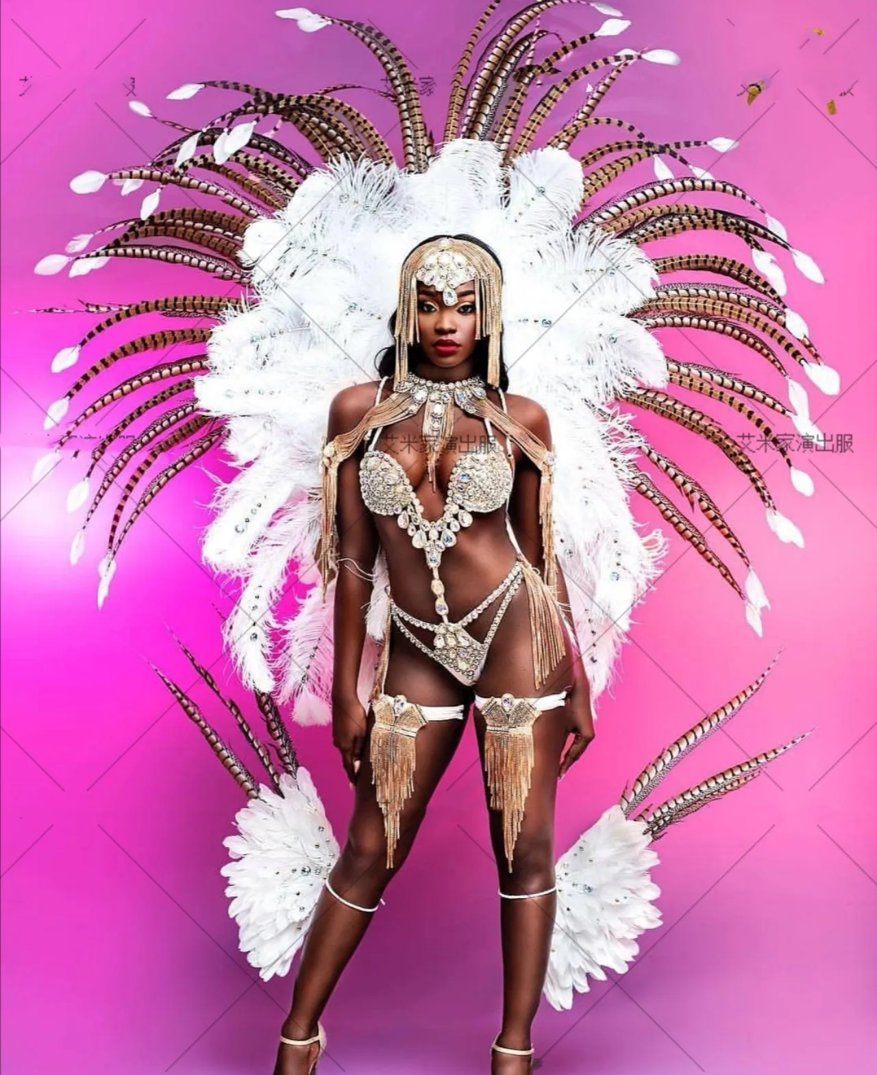 Shang Yan Paradise Tour Brazil Samba Savage Jungle Sexy Flash Diamond Feather GOGO Costume