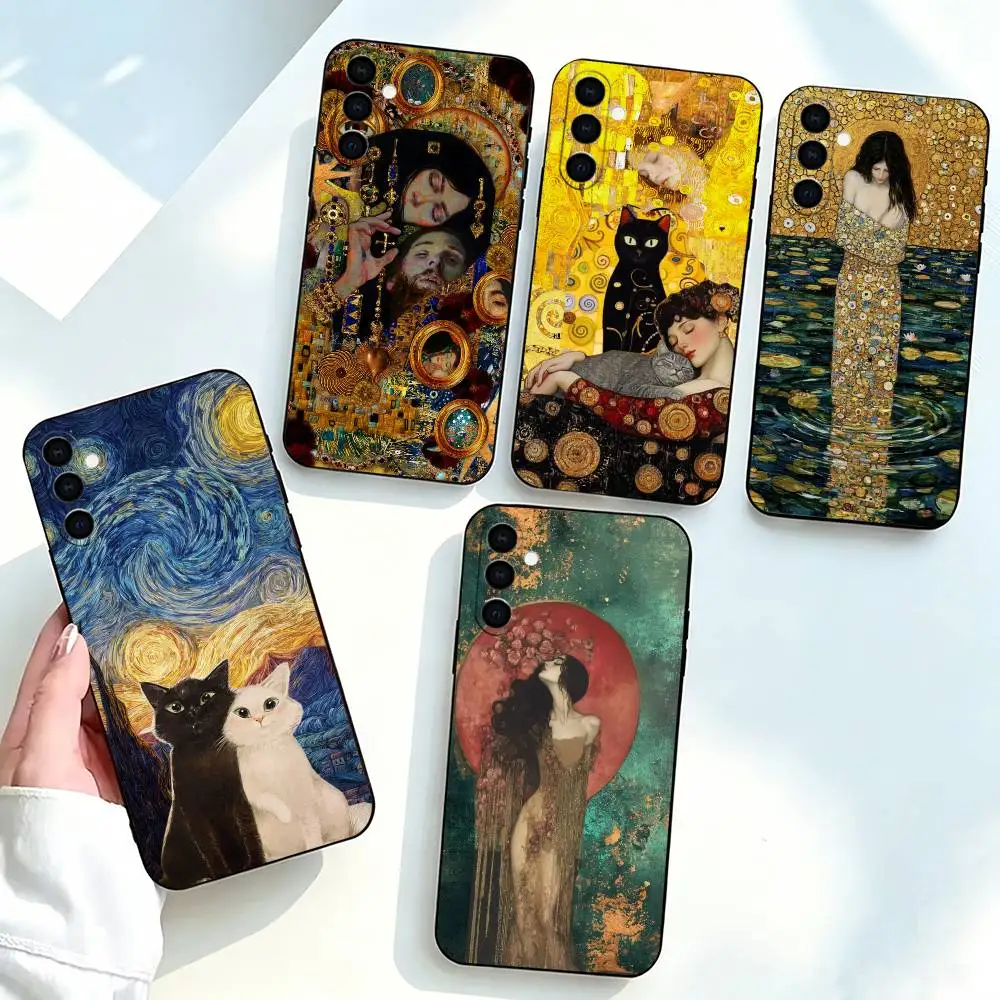 Gustav-v Art--t Klimt Cover   Phone Case Black Silicone Soft For Samsung Galaxy A73,A72,A71,A70,A53,A52,A51