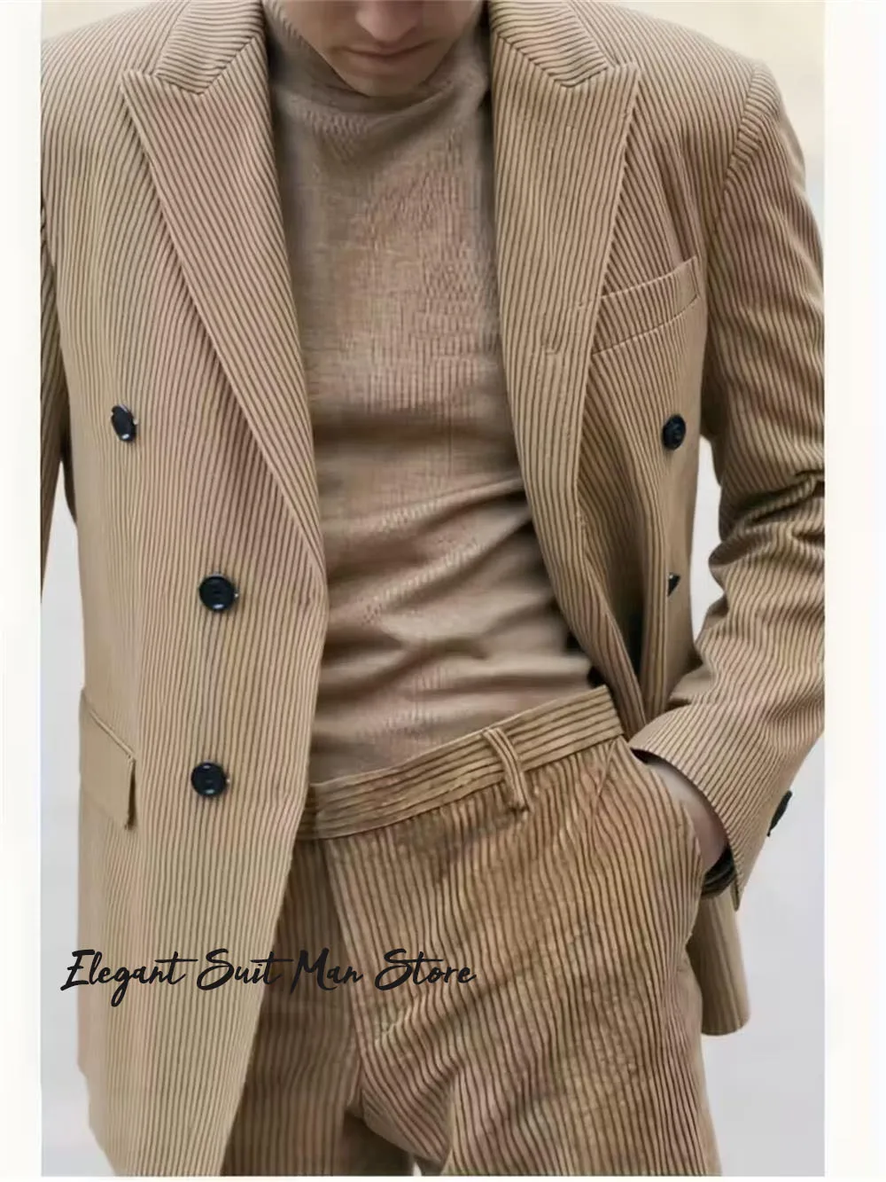 

Вельветовый мужской пиджак, двубортный осенне-зимний деловой пиджак, деловой костюм на заказ, большие размеры, деловой костюм, пальто