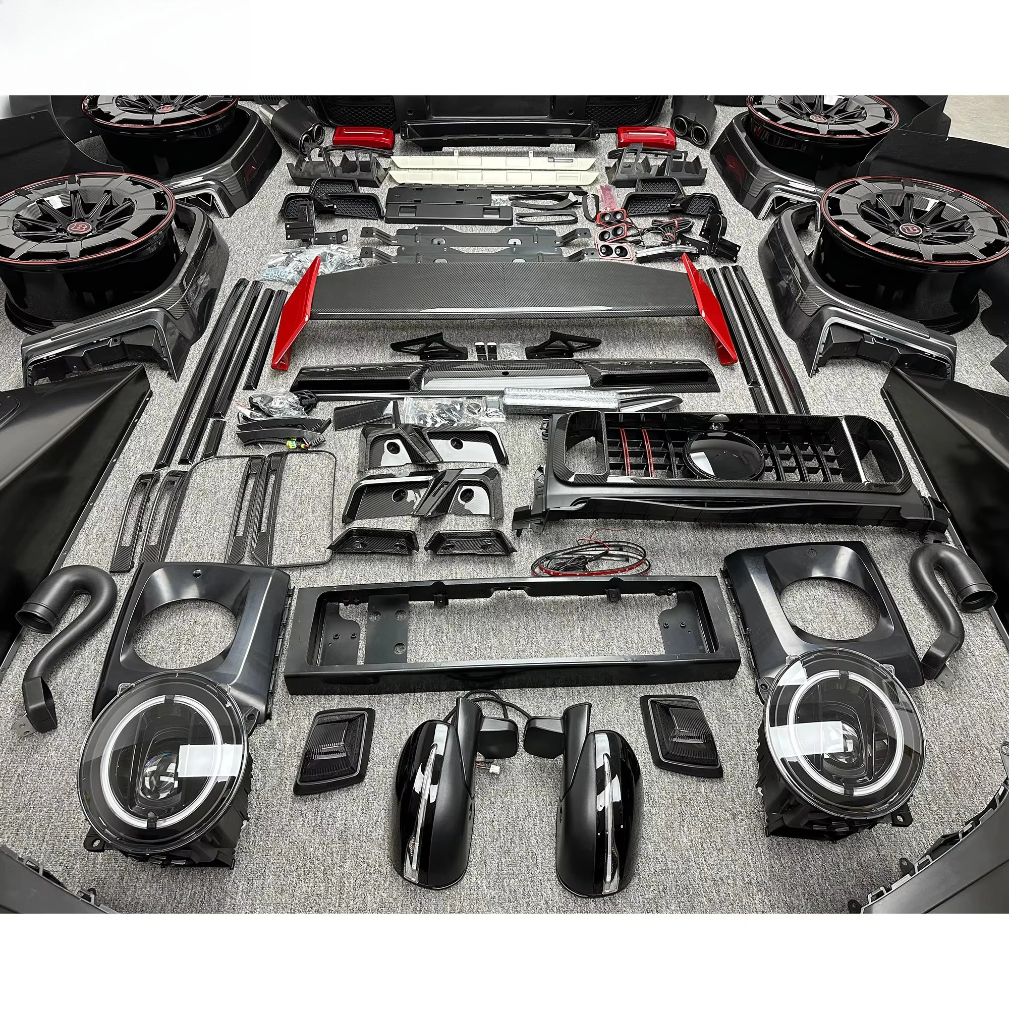 Upgrade Mercedes Kit R Style Car Bumpers Lip Carbon Fiber Hood Bonnet Spoiler for Mercedes G63 W463 Body Kit AMG G500 G550