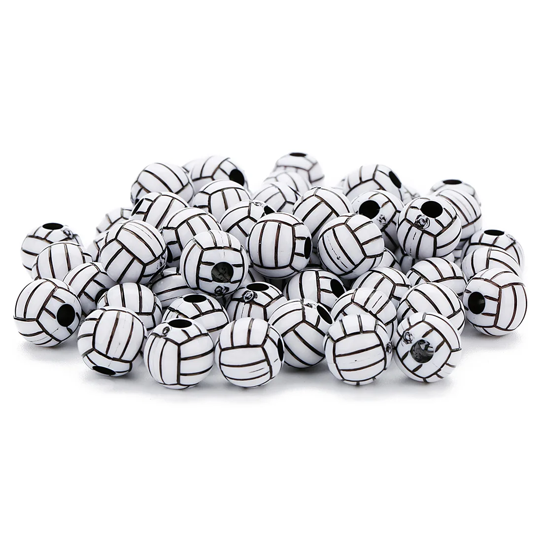 20PCS Sports Ball Beads, Acrylic Football/Basketball/Tennis/Soccer/Volleyball Beads Spacer Beads for DIY Crafts Making