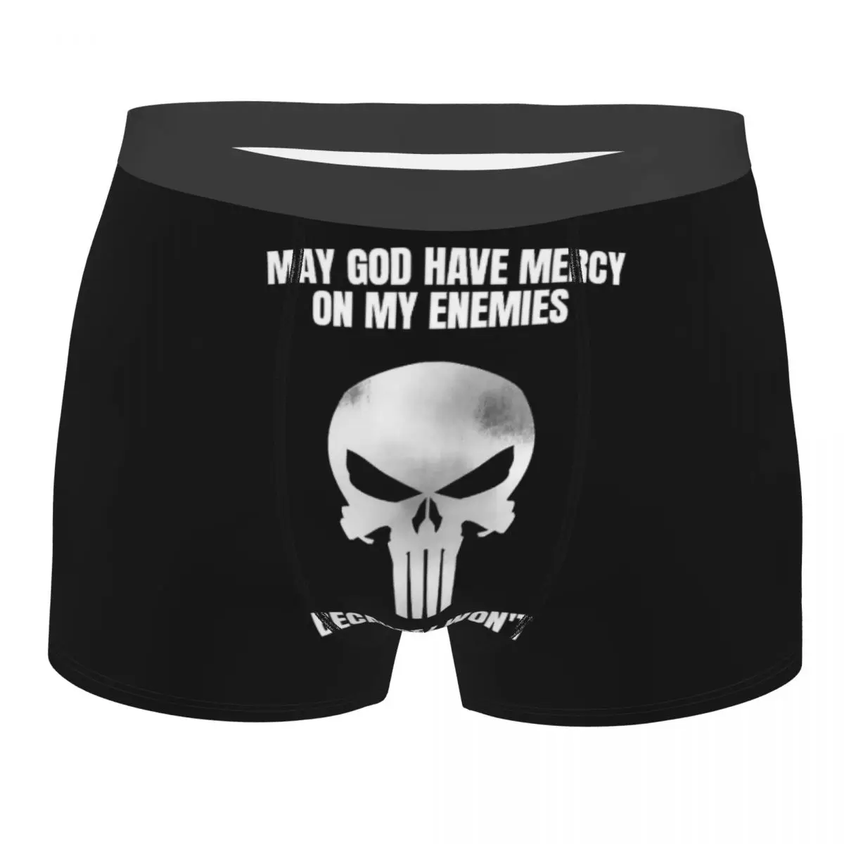 사용자 정의 퍼니셔 유행 슈퍼 히어로 속옷 남성 인쇄 만화 복서 반바지 팬티 팬티 부드러운 속옷