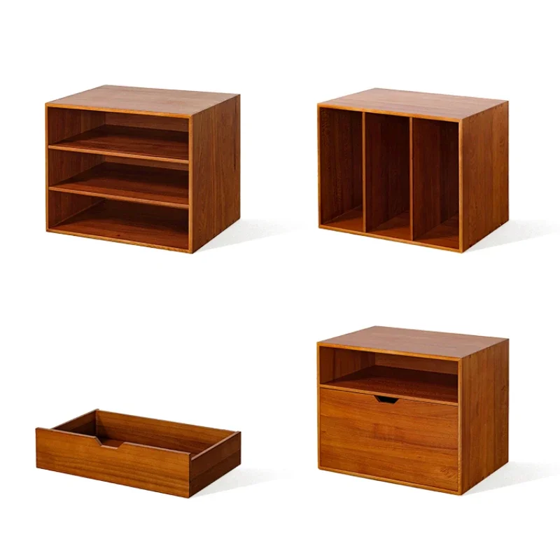 

MCM free combination small square cabinet, medieval bookcase side cabinet, elm solid wood living room study storage