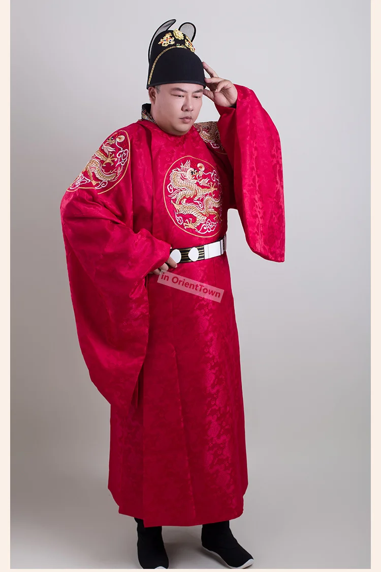 Ming Dynasty jubah leher bulat untuk pria, gaun pernikahan Tiongkok merah Hanfu kostum biru kuno Tiongkok musim semi musim panas