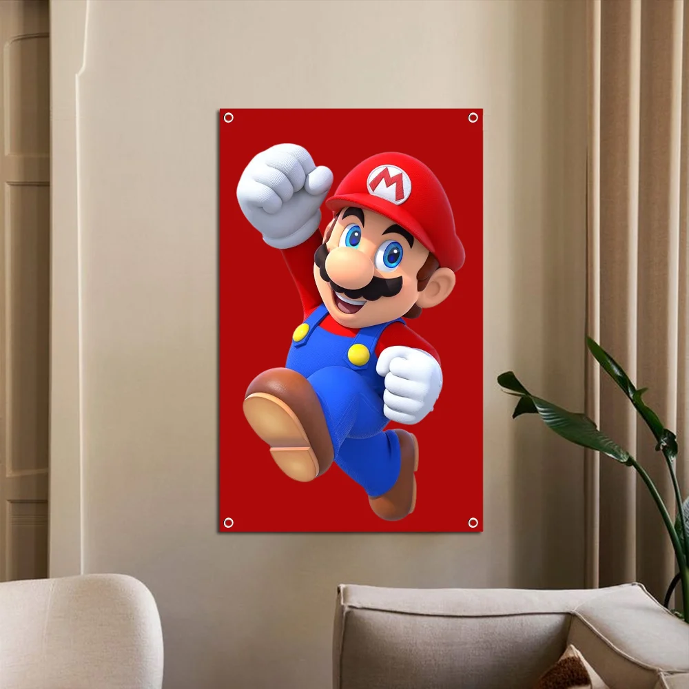 Cute M-Mario Flag Indoor Outdoor Decorative Wall Art Decor Corporate Flag Printing Tapestry Banner