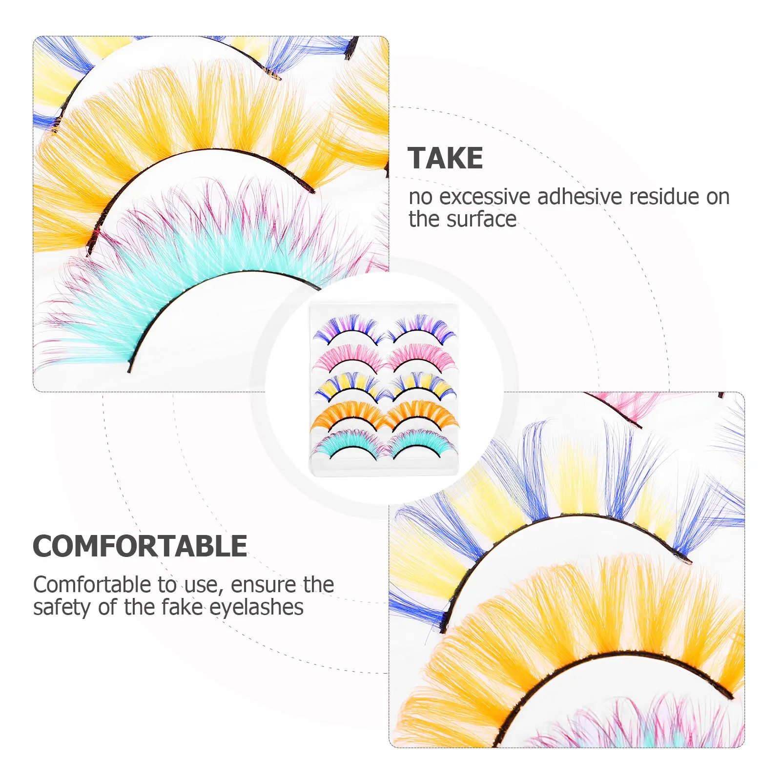 

5Pairs False Eyelashes Colored Curly Natural Lightweight Fake Lashes Extensions Makeup Tools Women Girls Gift False Eyelashes