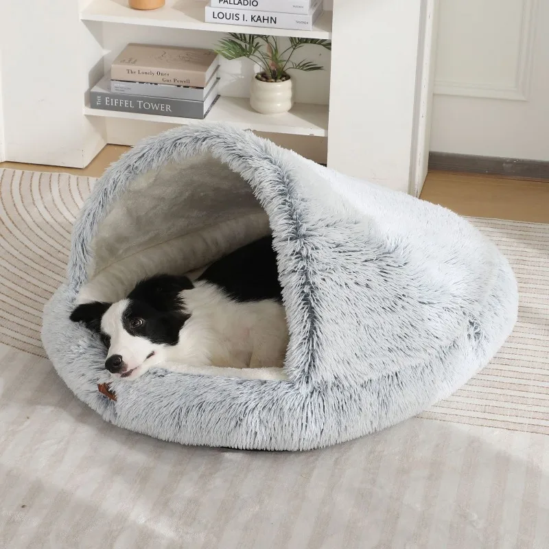 

Winter Warm Semi-Enclosed Cat Bed Plush Pet Cat House & Dog Bed with Cozy Design for Indoor Shelter