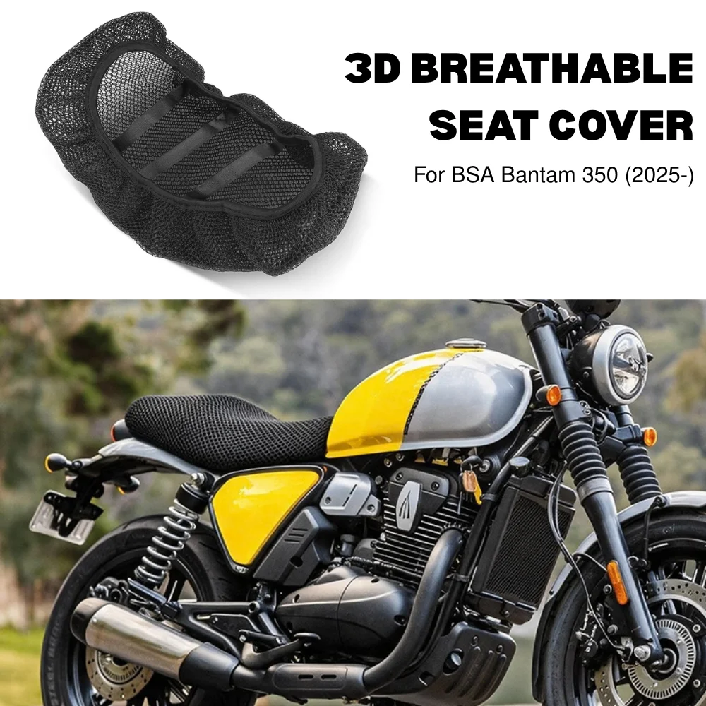 For BSA Bantam 350 2025 2026 3D Honeycomb Mesh Motorcycle Seat Cushion Cover Breathable Heat Resistant Anti-Slip Cooling Pad