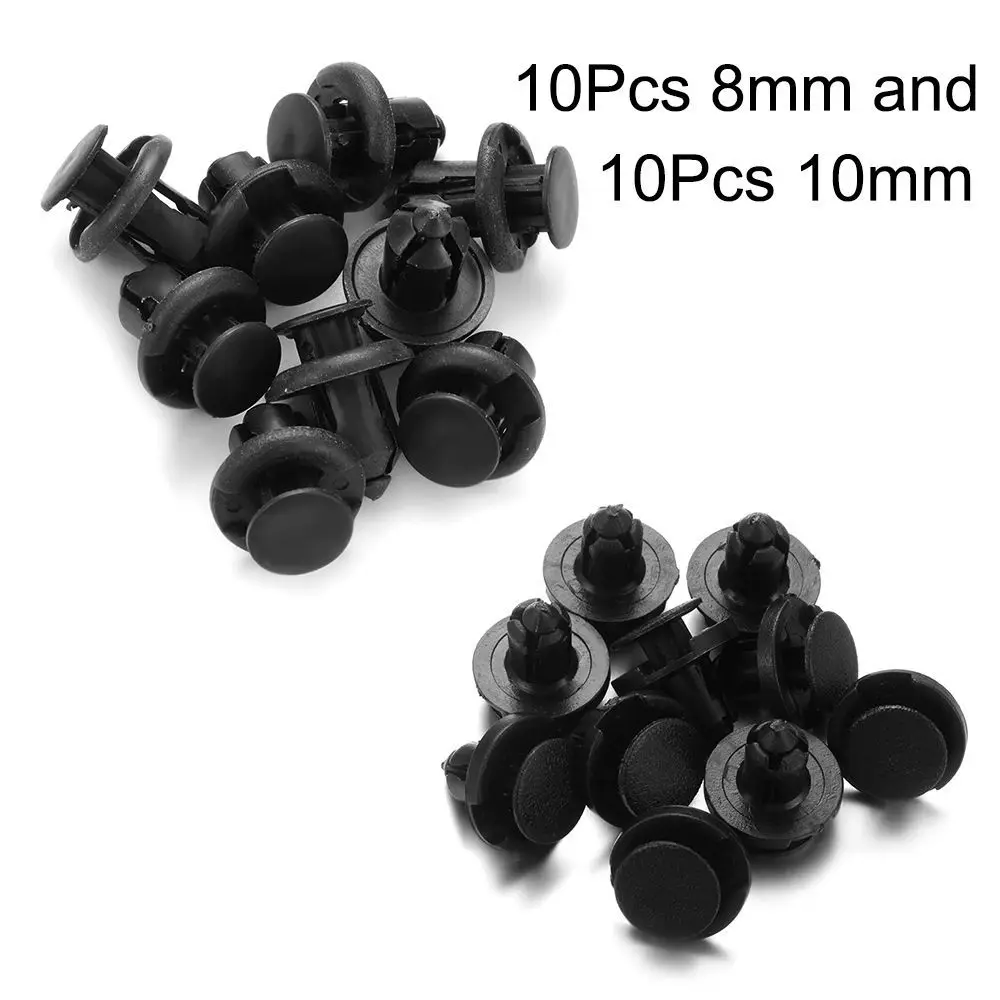20Pcs Car 8mm 10mm Hole Clips Rivets Push Pin Fastener Retainer