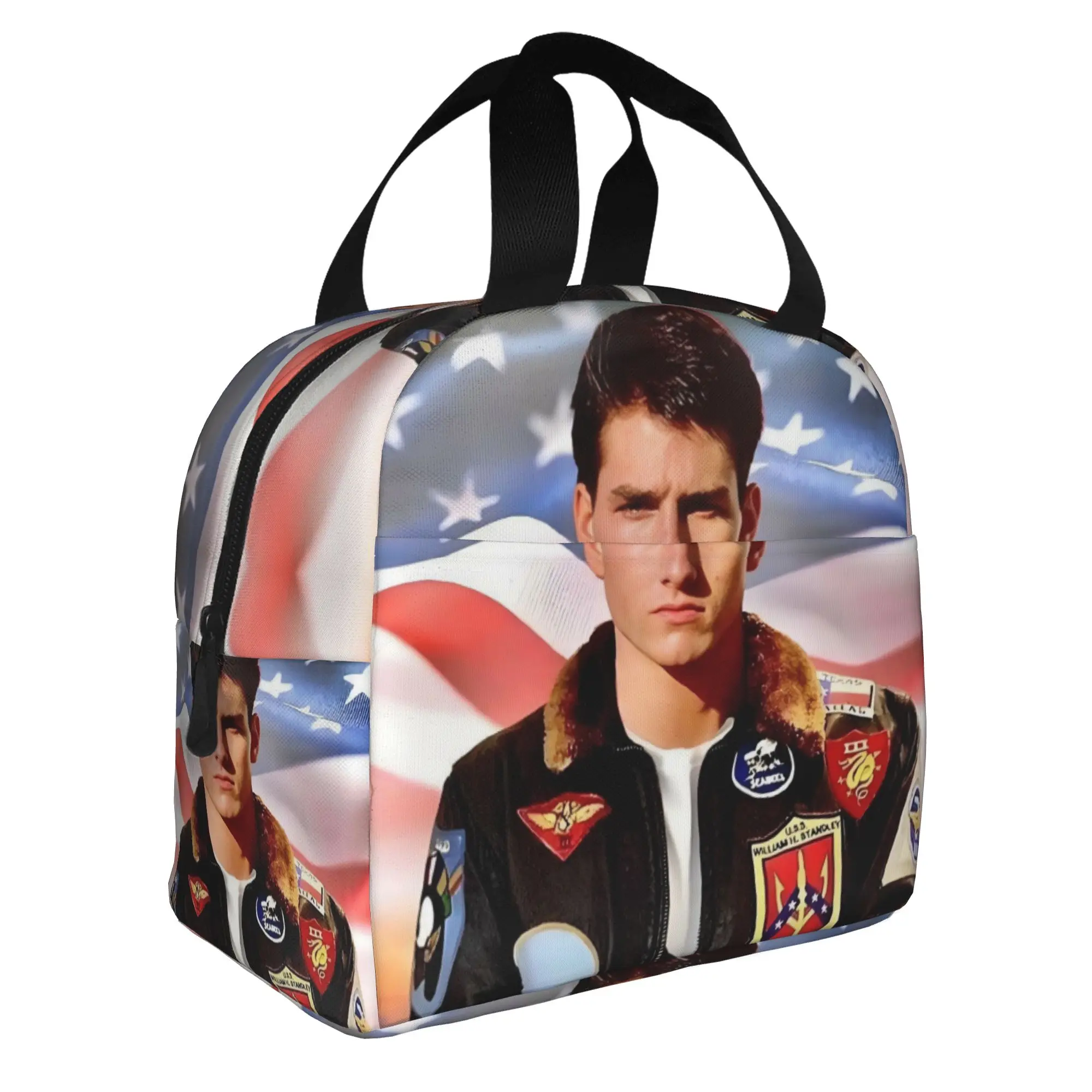 Top Gun Maverick Film Thermal Insulated Lunch Bag Air Force Fighter Jets Portable Lunch Tote for Outdoor Picnic Storage Food Box