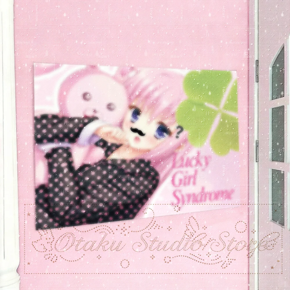 もちもち Pink Hair Cute Anime Girl Bunny Doll Four Leaf Clover Vertical Tapestry Sweet Kawaii Door Wall Hanging Vintage Soft Anime A
