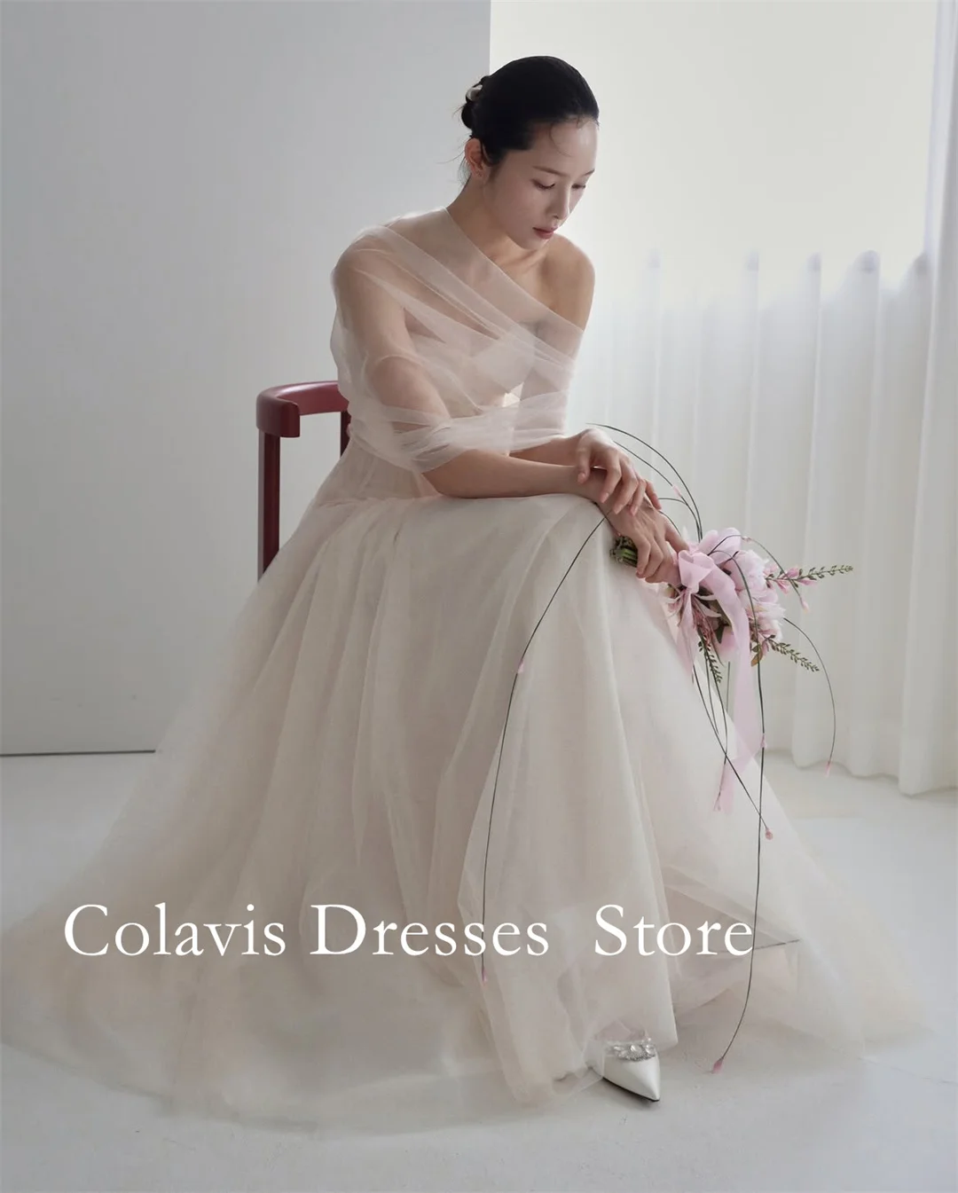 Fanan Customized Sweetheart Strapless Wedding Dress Boned Corset Separates Top Soft Tulle A‑Line Skirt Bridal Gown For Elopement