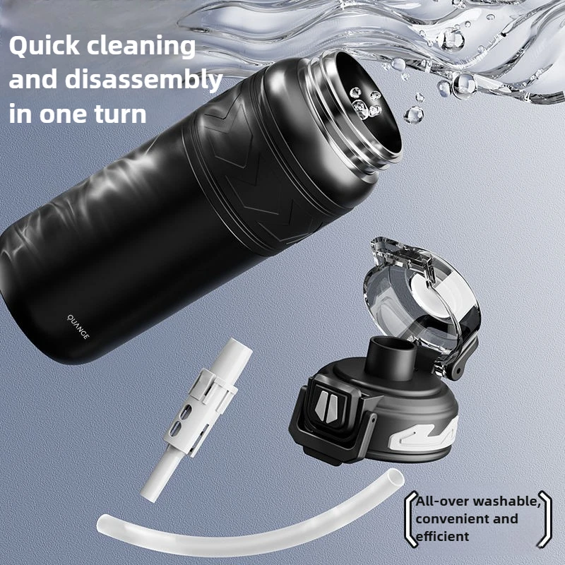 Xiaomi quanGe copo de isolamento copos de água de grande capacidade para homens e mulheres estudantes 316 copos de aço inoxidável copo de palha portátil