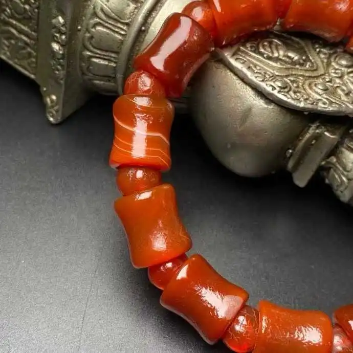 2026 Collected for many years, Red Agate Bamboo Bead bracelet