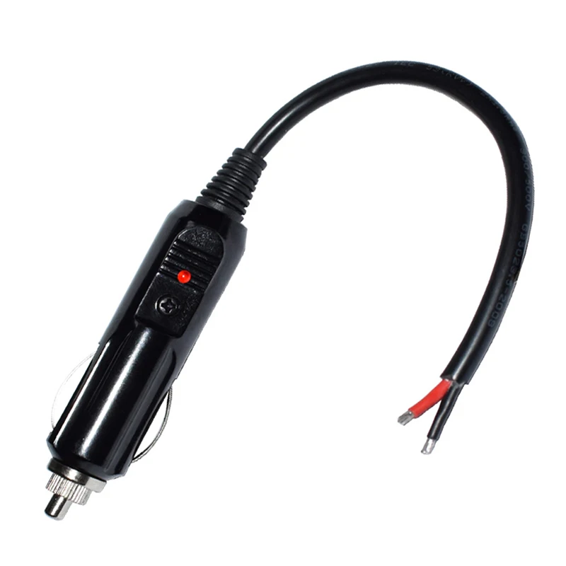 New-1PC 15cm 12V-24V Auto 10A Male Car Cigarette Lighter LED Socket Plug Connector Adapter