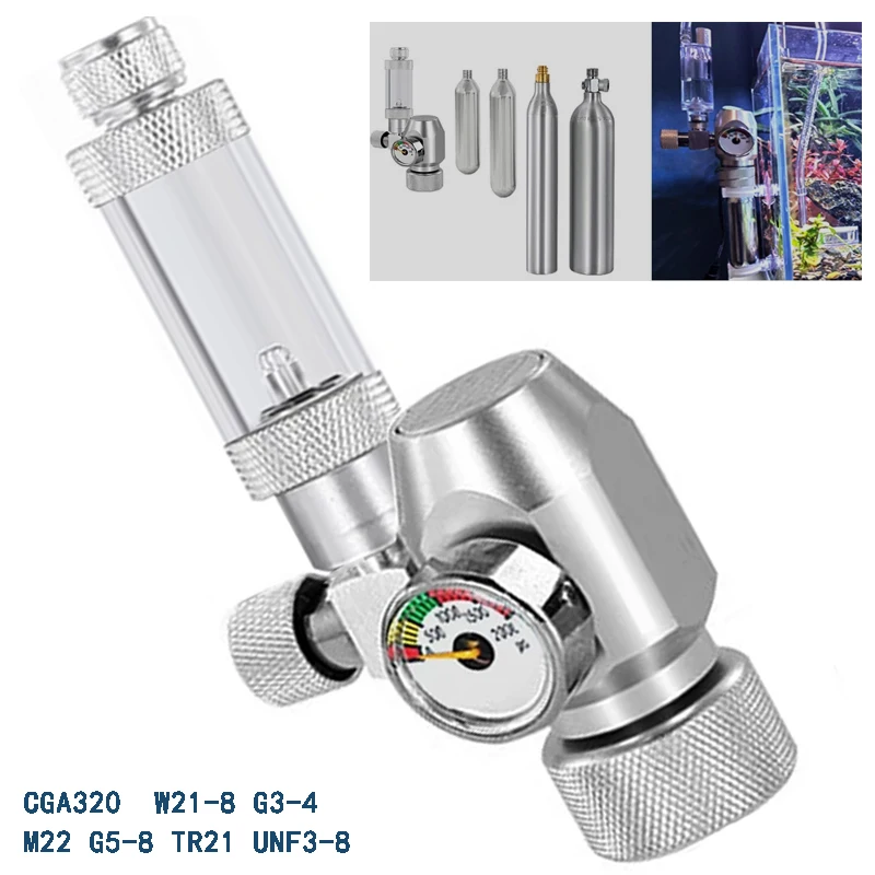 Akwarium DIY regulator CO2 W21.8/CGA320/G3-4/G5-8/TR21/3-8unf nakrętka butli gazowej typ dokujący akwarium CO2 zawór redukcyjny ciśnienia