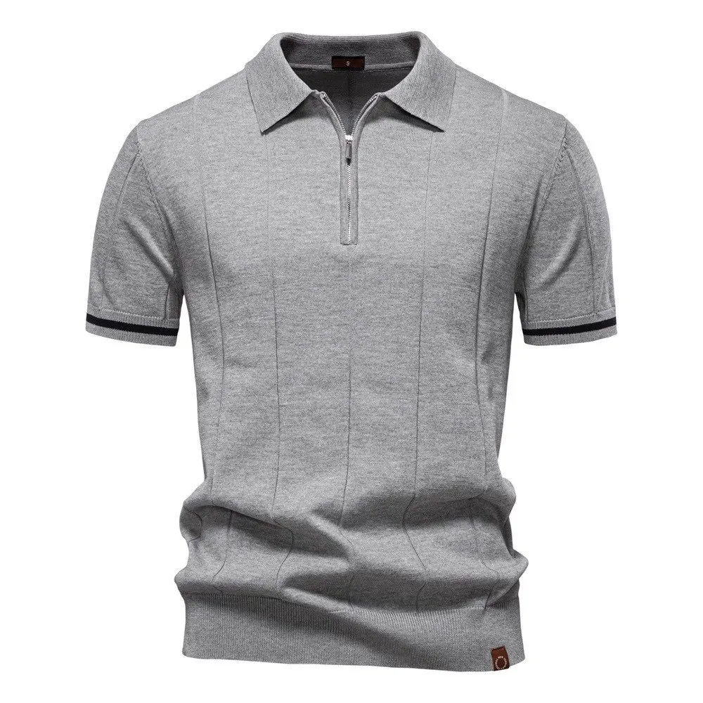 

Men's Spring Summer 2026 New Business Casual Wool Lapel Knitted Polo Shirt Short Sleeves
