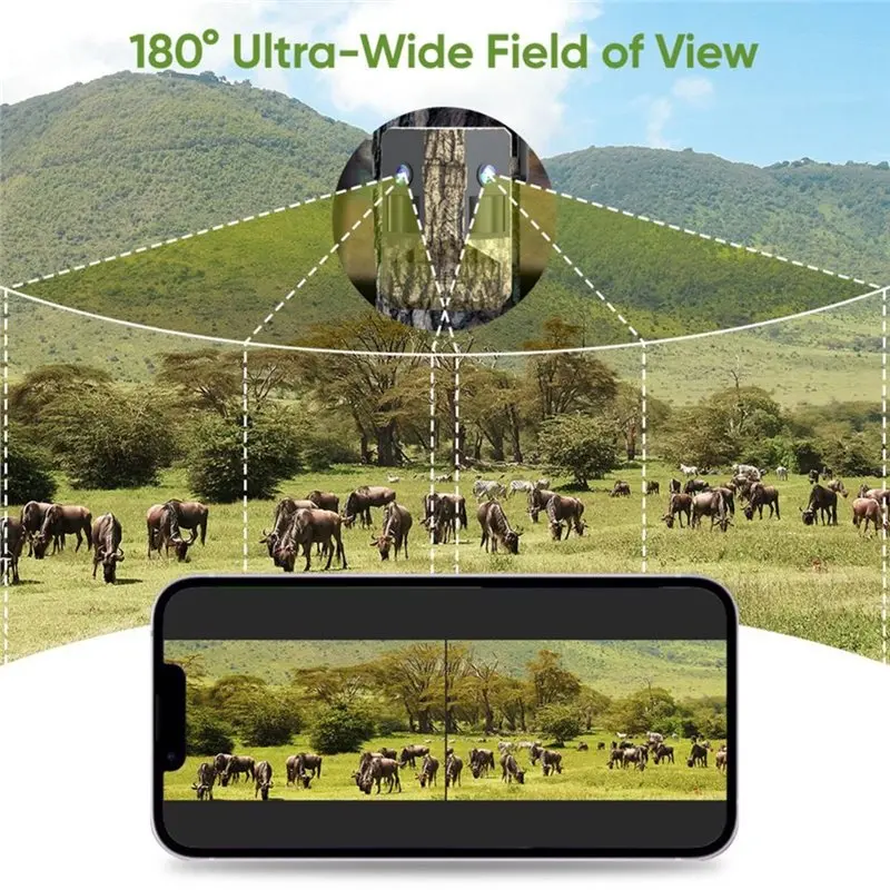 [NEW A09R!】 EU Version 6MP 180° Ultra Wide View Angle 4G Solar Trail Camera 4G SIM Card Hunting Wildlife Camera - view 2