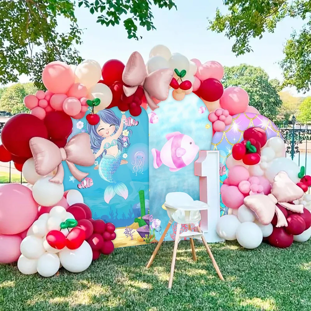

Underwater Mermaid Arch Backdrop - For Little Princess Chiara's Baby Shower & Happy Birthday, Photo Background Decor Banner