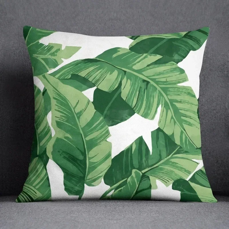 

Green leaf series printed pillowcase modern home bedroom living room sofa cushion cover 45x45cm peach skin pillowcase