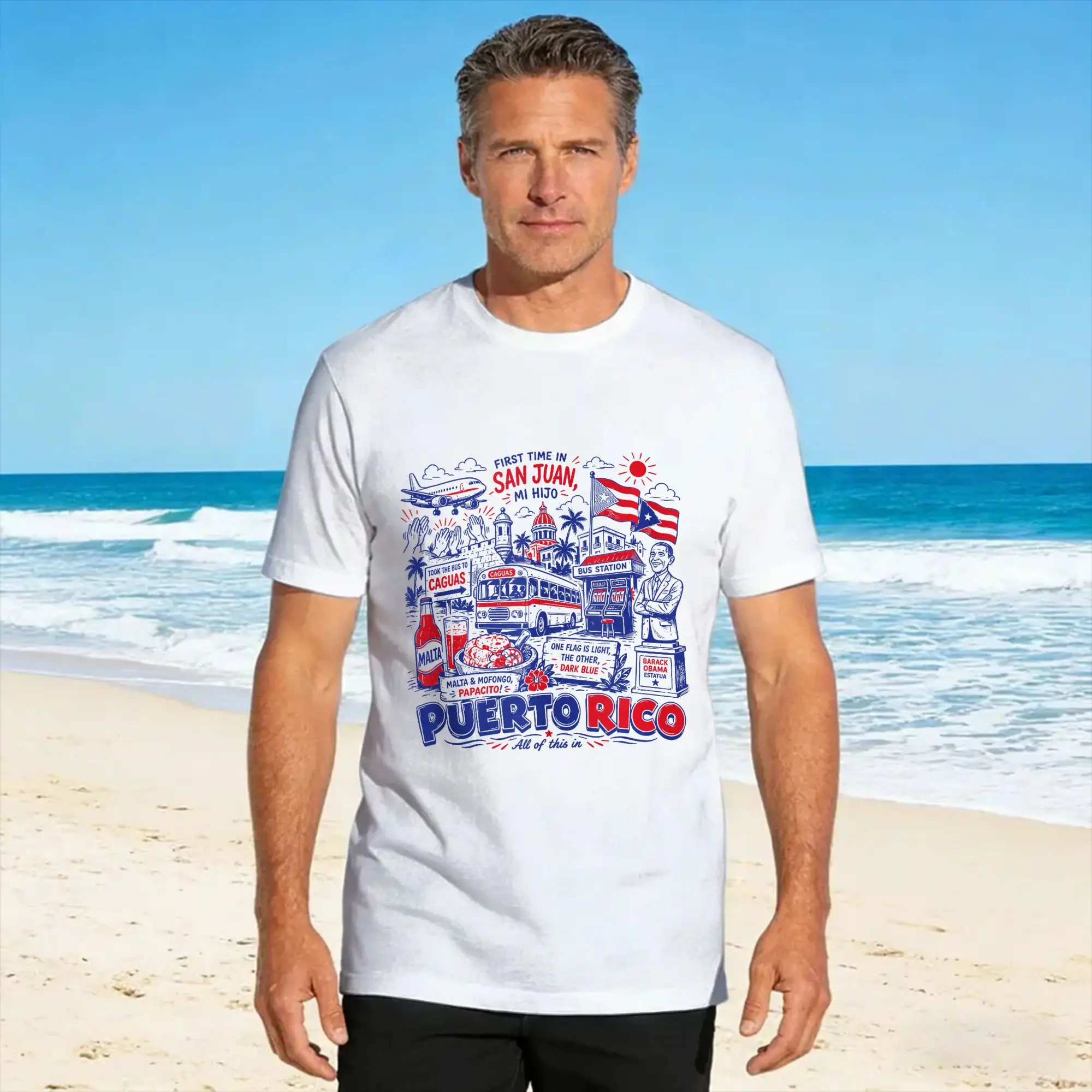 First Time in San Juan Capital of Puerto Rico Vacation T Shirt Men's  Y2K Funny T-Shirts Summer O-Neck Harajuku Tee Shirt